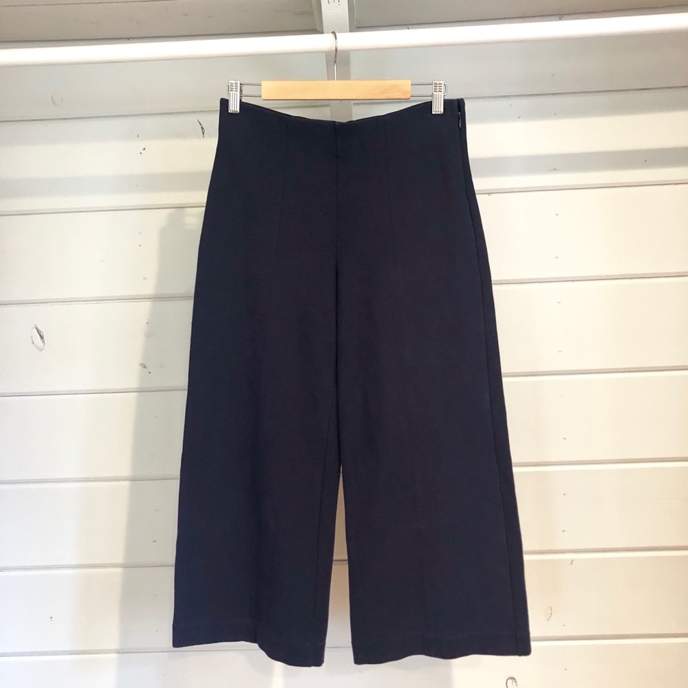 JCREW Navy Wide-leg Cropped Pants Size 8